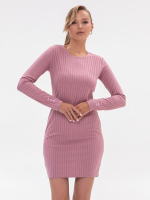 Платье из мягкого трикотажа, цвет пудровый - Женская одежда 